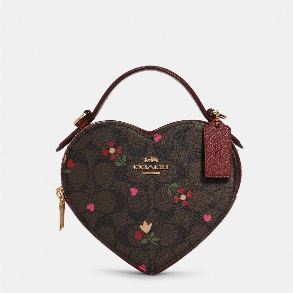 Coach Heart Crossbody In Signature Canvas With Heart Petal Print bag